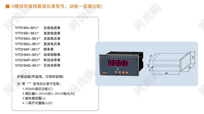 K系列智能數(shù)顯表YPD194I-2K1/1