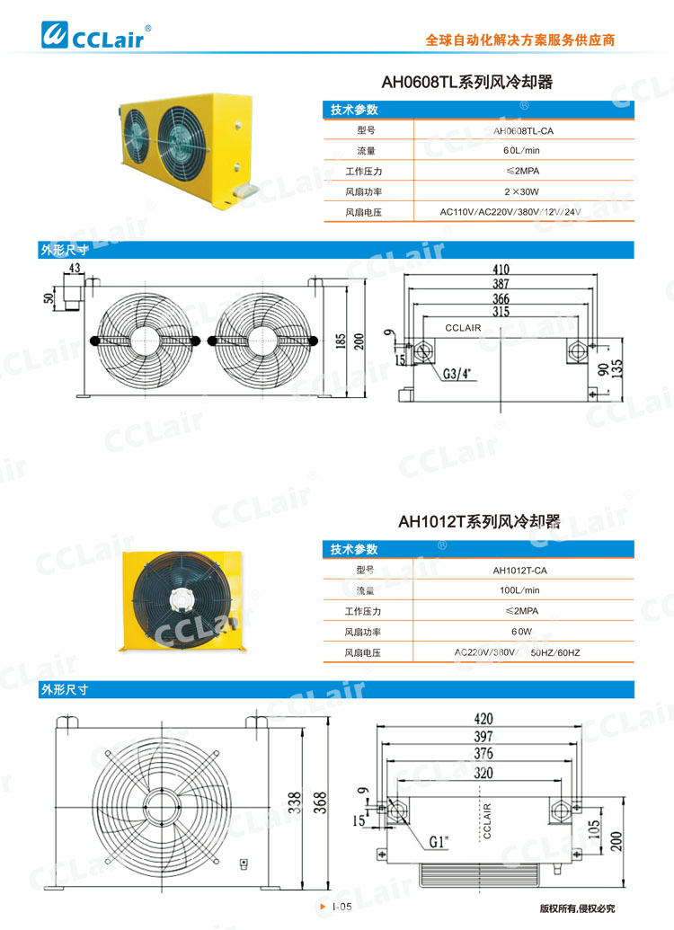 AH0608TL系列風(fēng)冷卻器 AH1012T系列風(fēng)冷卻器