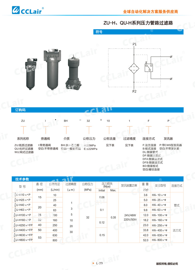 ZU-H、QU-H系列壓力管路過濾器-1